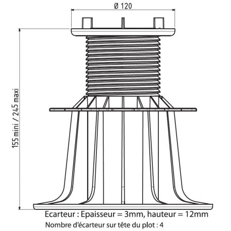Plot Autonivelant 155-245mm Jouplast - Terrasse Dalle Ou Caillebotis 2 Plot Autonivelant 155-245mm Jouplast - Terrasse Dalle Ou Caillebotis – Image 2